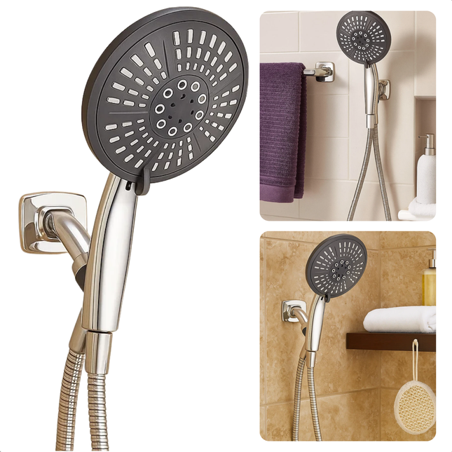 Cheqo® Douchekop 5 Standen - Universele Douchekop - Verstelbare Douchekop - Massagefunctie Douchekop - ABS Materiaal Douchekop - Ø 15 cm Douchekop - Standaard Aansluiting - Eenvoudig Schoon Te Maken - Brede Waterstraal - Smalle Massagestraal