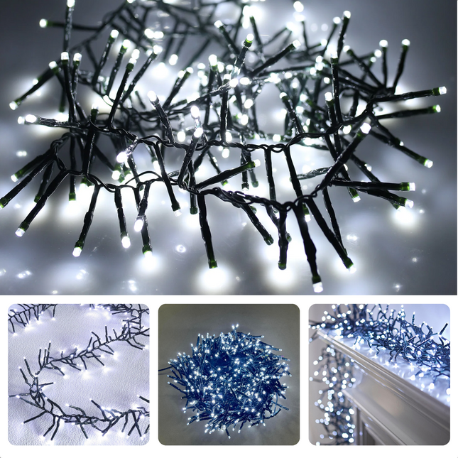 Cheqo® Kerstverlichting - Kerstboomverlichting - Kerstlampjes - 400 LED - 6M - Voor Binnen en Buiten - Timer - 8 Lichtfuncties - Lang Snoer - Warm Wit - Clusterverlichting - Sfeerverlichting - Feestverlichting Kerstboomverlichting