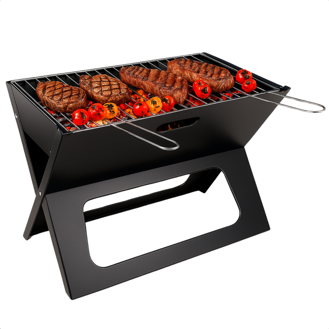 Cheqo® Draagbare Houtskoolbarbecue - Tafelbarbecue - Tafel BBQ Houtskool Barbecue Draagbaar - Camping BBQ - Staal