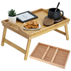Cheqo® Bamboe Dienblad Op Pootjes - 50x30 - Ontbijt Op Bed - Ontbijttafel - Bedtafel - Laptoptafel - Opvouwbaar en Duurzaam