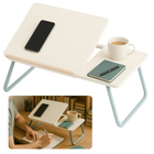 Cheqo® Opklapbare Laptoptafel - Ontbijt op Bed Tafel - Bedtafel met Tablethouder - Bank Tafeltje - Ontbijttafeltje - Banktafel - Wit