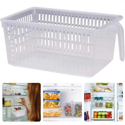Cheqo® Keukenkast Organizer - Keuken Organizer - Koelkast Organizer - Transparant - Handige Opbergmand - Mand
