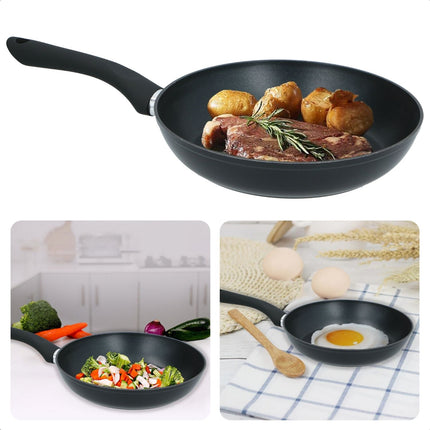 Cheqo® Grote Koekenpan 28 cm -  Voor Alle Warmtebronnen - Soft Touch Handgreep - Gelijkmatige Warmteverdeling - Pannen - Bakpan - Lange Levensduur Koekenpannen