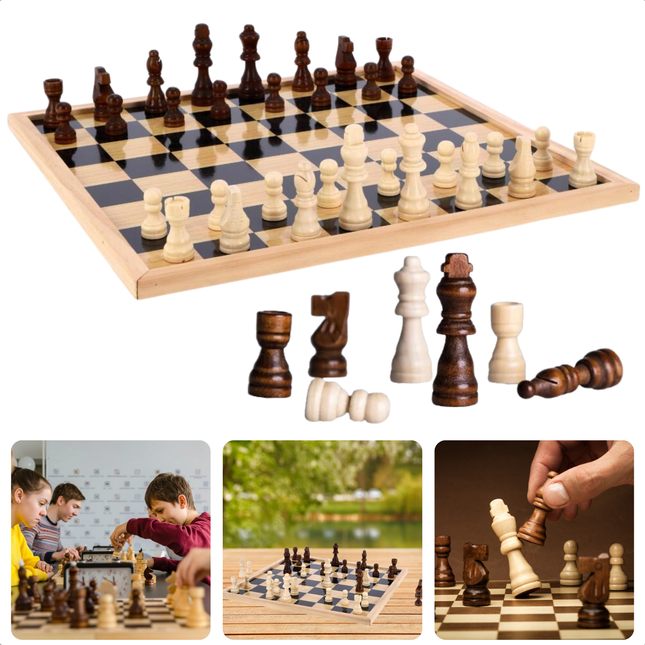 Cheqo® Houten Schaak- en Dambord Set - Schaakspel - Schaakbord - Dammen - Damset - Dambord - Strategisch Bordspel - Exclusief Stukken