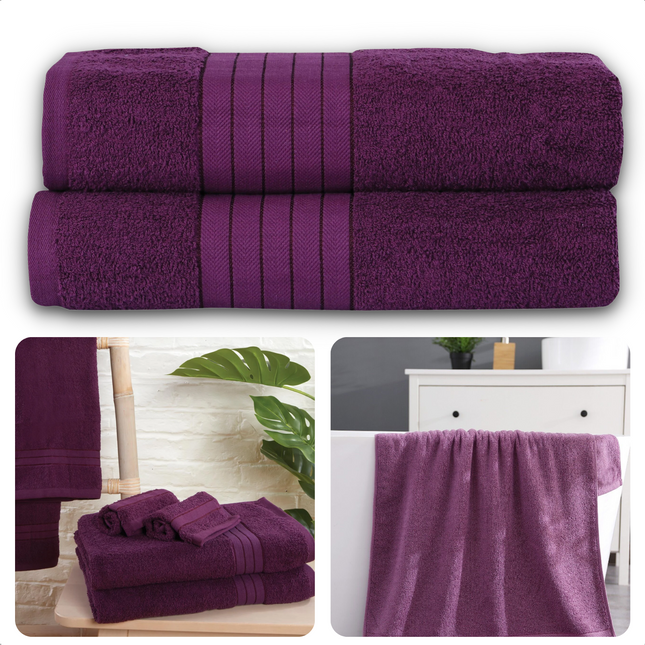 Cheqo® Handdoeken Set - Set van 2 Stuks - Bordeaux - 70 x 140 cm - 100% Katoen - 500 gr/m2 - Handdoek - Hotel Kwaliteit - Handdoek Badkamer - Zware Kwaliteit - Luxe Uitvoering - Extra Zacht & Stevig - Handdoekenset - Badhanddoeken Handdoeken