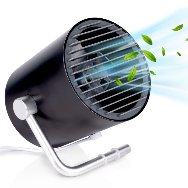 Cheqo® Mini USB Tafel Ventilator Zwart - Airco Alternatief - Compact en Stil - Ideaal voor Bureau en Kantoor - Tafelventilator - Fan