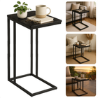 Cheqo® Bijzettafel - Bedtafel - Laptoptafel - Banktafel - Bijzettafeltje - Salontafel - Bijzet Tafel - Metaal - Marmeren MDF Tafelblad - Kleine Moderne Tafel - Zwart