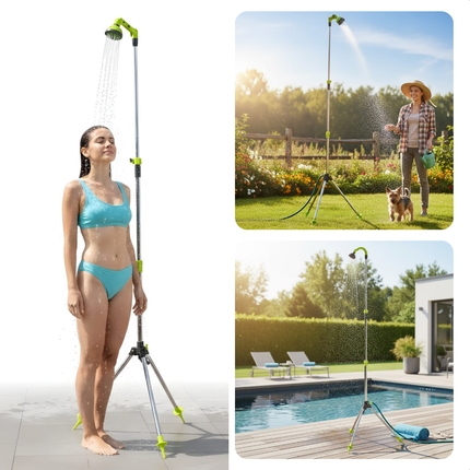 Cheqo® Tuindouche - Buitendouche - Tuindouche met Statief - Buitendouche met Statief - Verstelbare Tuindouche - Verstelbare Buitendouche - Tuindouche Verstelbare Hoogte - Buitendouche Verstelbare Hoogte