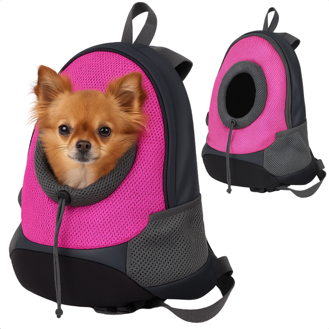 Cheqo® Honden Draagtas - Hongenrugzak - Draagzak Hond - Kleine Honden Rugzak - Dierentas - Ook voor Katten - Polyester - Roze