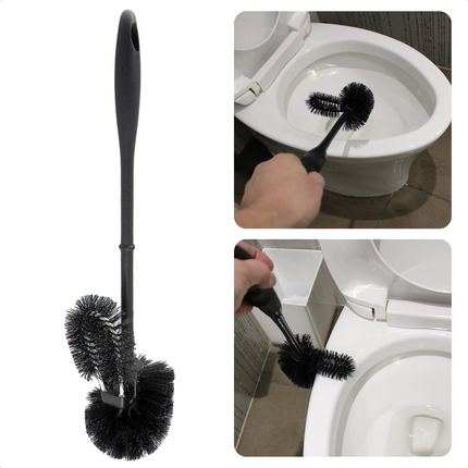 Cheqo® Luxe Toiletborstel Zwart - Randreiniger - WC Borstel - Kunststof - Hygiënisch