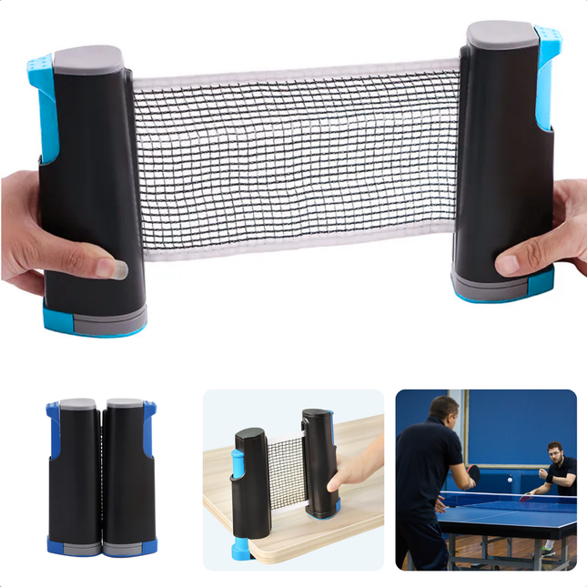 Cheqo® Oprolbaar Tafeltennisnet - Uitschuifbaar Tafeltennis Set - Pingpong Set Oprolbaar - Pingpong Net - Verstelbaar en Compact - Voor Thuisgebruik - 160 cm Breed