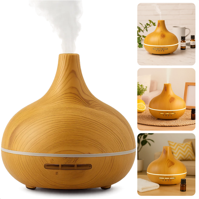 Cheqo® Aroma Diffuser - Luchtbevochtiger - Aromatherapie - Geurverspreider - Etherische Oliën - LED Verlichting - Instelbare Timer - Droge Lucht Verlichten - Frisse Atmosfeer - Sfeervolle Ambiance - USB Type-C Voeding - Compacte Ontwerp