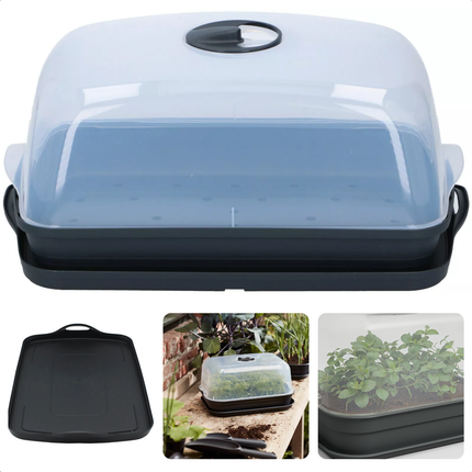 Cheqo® Kweekbak met Ventilatie - Kweek Bak - Kweken - Kweekbakje - Ideaal voor Kruiden - Indoor Kweekset - Transparant/Zwart