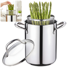 Cheqo® Aspergepan RVS - Pastapan - Glazen Deksel - Stoomuitlaat - Inzetmand - Vaatwasser Veilig - Geschikt Voor Inductie - Alle Warmtebronnen - Roestvrij Staal - 4.2 Liter Inhoud - 16 cm Diameter - 21 cm Hoog - Multifunctioneel Koken
