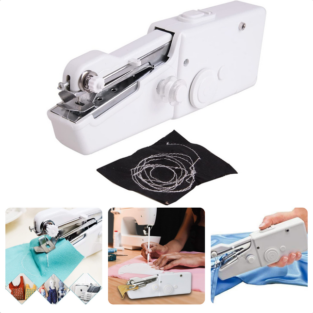 Cheqo® Draagbare Handnaaimachine - Op Batterijen - Mini - Ruimtebesparend - 1 Hoofdmachine - 1 Verlengingsspindel - 2 Spoelen - 1 Inrijger - 1 Naaimachinenaald - Naaimachine -  Sewing Machine Naaimachines