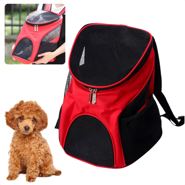 Cheqo® Hondenrugzak - Reistas Kat - Dieren Draagtas - Dierendraagtas - Hondentas - Rood - Voor Honden en Katten tot 10kg