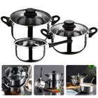 Cheqo® Kookpannenset - 5-Delig - met Maataanduiding - Geschikt voor alle Warmtebronnen - Inductie - Kookpan - Steelpan - Glazen Deksel - Voor Studenten en Starters - RVS - Kamperen - Lange Levensduur Kookpannen