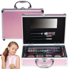 Cheqo® Make-up Koffer Roze - Make Up Doos - Make Up Case - Kinder Make Up Koffer - Kindermake-up Set - Inclusief Spiegel en Kwastjes - Glitter Design