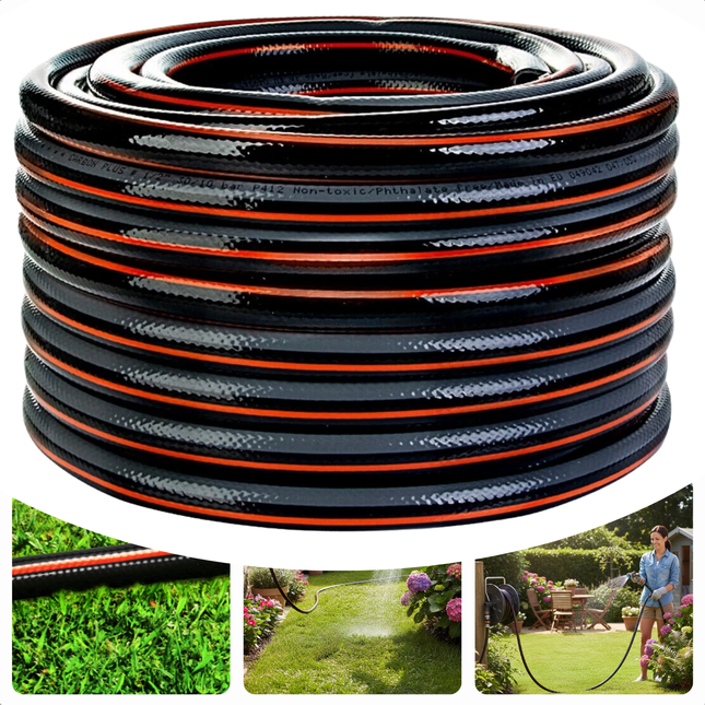 Cheqo® Tuinslang - Waterslang - Tuinslang 25 Meter - Waterslang 25 Meter - Tuinslang Zwart - Waterslang Zwart - Tuinslang 1/2 Inch - Tuinslang 13 Mm - Tuinslang voor Tuinbewatering - Tuinslang voor Besproeien