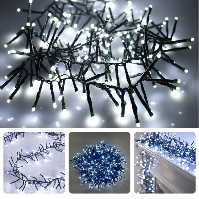 Cheqo® Kerstboomverlichting - Clusterverlichting - Kerstlampjes - Led Verlichting - Kerstverlichting voor Binnen en Buiten - 3000 LED - 22m - Wit Clusterverlichting