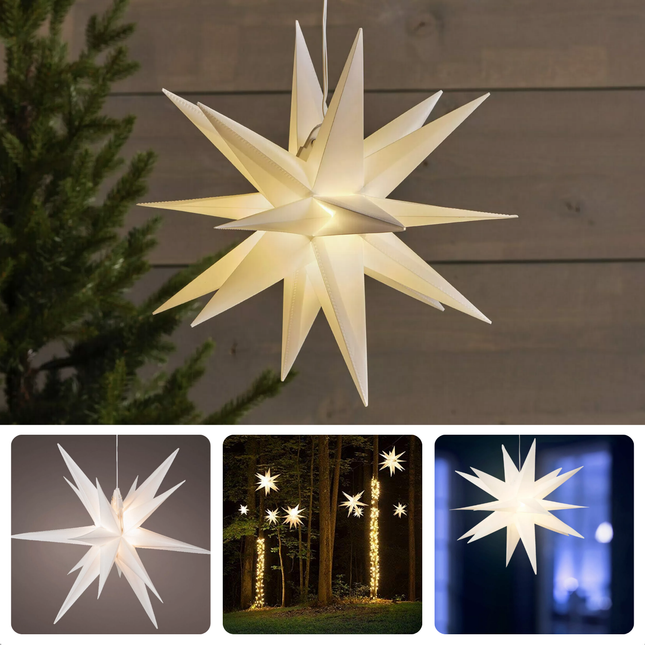 Cheqo® Kerstster PVC - Lichtgevende Kerstster - Kerstversiering met Warm Wit LED Licht - Binnen/Buiten 60 cm - Kerstdecoratie