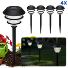 Cheqo® Solar Tuinverlichting - Solar Buitenlamp - Buitenlamp Zonne Energie - Solar Lamp Buiten - Solar Lampen Buiten - Solar Tuinlampen - Solar Priklampen - Solar Tuinverlichting Warm Wit - Zwarte Solar Buitenlamp - Solar Lampen Set 4