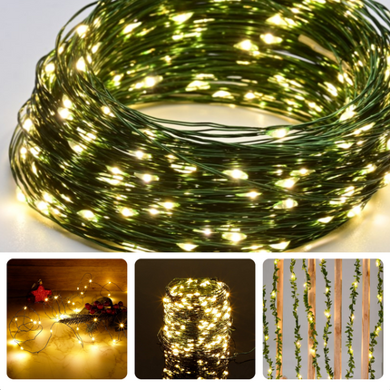 Cheqo® Kerstverlichting - Kerstboomverlichting - Kerstlampjes - Sfeerverlichting - LED Verlichting - Voor Binnen en Buiten - Tuinverlichting - Feestverlichting - Lichtsnoer - 36 Meter - Warm Wit - 1200 LED's - 8 Lichtfuncties - Soft Wire Kerstboomverlichting