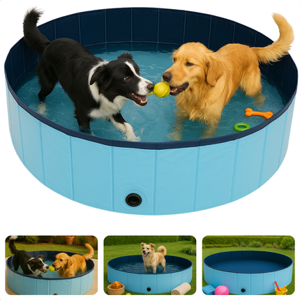 Cheqo® XXL Honden Zwembad - Hondenzwembad Opvouwbaar - Opzetzwembad Huisdier - Hondenbad - Dierenbad - Bad Voor Grote Honden - Blauw