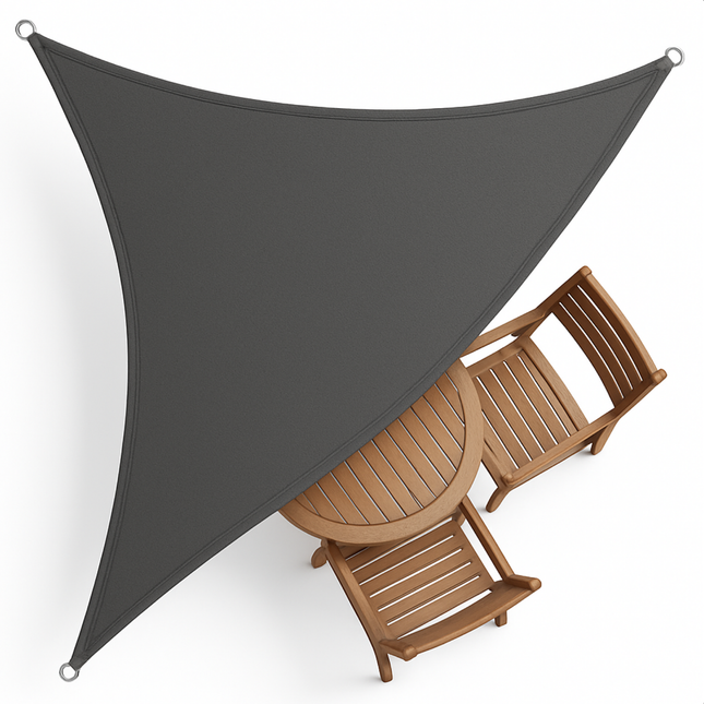 Cheqo® Schaduwdoek Driehoek - Schaduwnet - Zonwering - Zonnezeil - Luifel - Waterafstotend - 3.6 M - Polyester UV-bescherming - Grijs