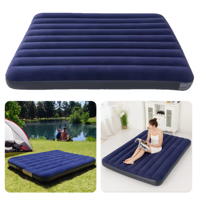 Cheqo® Comfortabel Opblaasbaar Luchtbed - 191 x 137 x 25 cm - 2-Persoons - Luchtbed met Snel Ventiel - Pluche Slaapoppervlak - Duurzaam en Stabiel