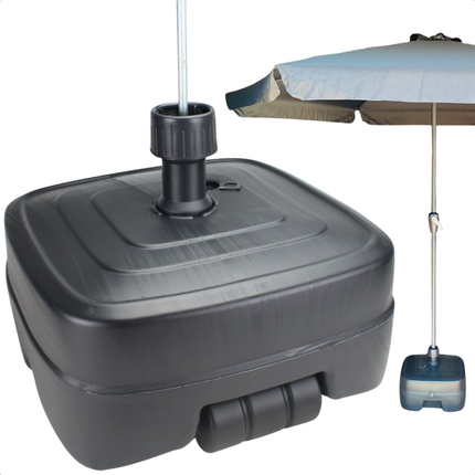Cheqo® Parasolvoet Antraciet - Parasolhouder - Vulbaar - Verrijdbaar - 50L - Kunststof - Zware Basis