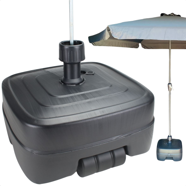 Cheqo® Parasolvoet Antraciet - Parasolhouder - Vulbaar - Verrijdbaar - 50L - Kunststof - Zware Basis