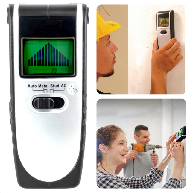 Cheqo® Leidingdetector - Stroom, Metaal en Hout - Wand, Plafond en Vloer - 76mm Diepte - 19mm Houtdetectie - Digitaal Display - Geluidssignaal - Positioneringshulp - Binnenshuis - Leidingzoeker - Automatisch Kalibreren leidingzoekers