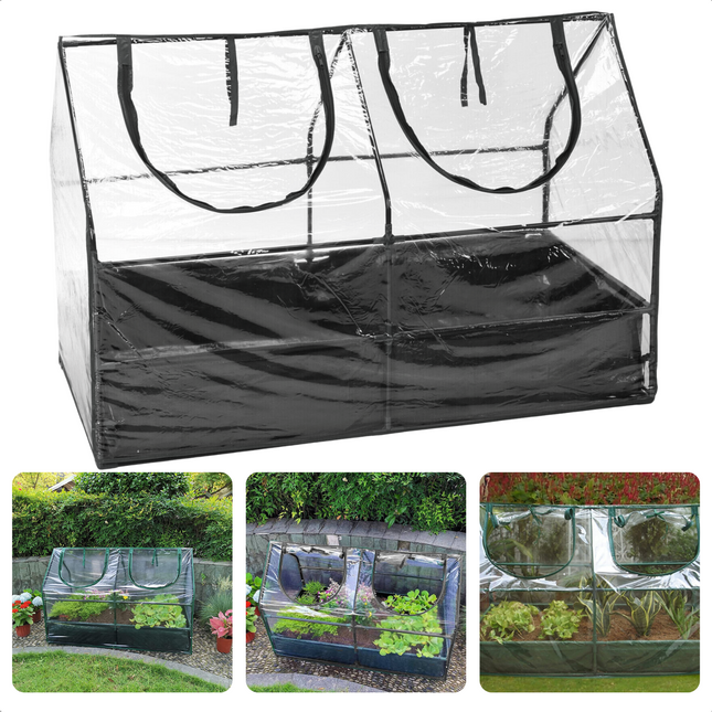 Cheqo® Kweekkas Met Bodem - Tuinkas - Broeikas met Kunststof Hoes - Metalen Frame - Met Kunststof Bodem - 2 Ritssluitingen - Oprolbare Hoes