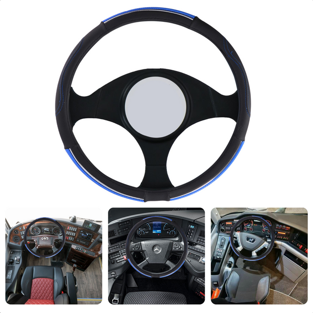 Cheqo® Universele Kunstleren Stuurhoes Ø44-46 cm voor Trucks - Meer Grip en Comfort voor je Vrachtwagenstuur Auto & Fiets
