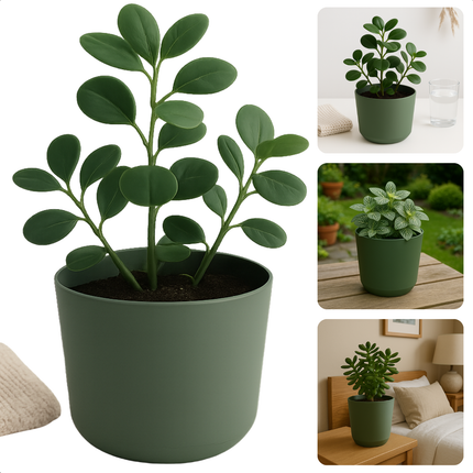 Cheqo® Bloempot Groen - Groene Plantenpot - Plantenbak - Kunststof 20x18 cm - Voor Binnen en Buiten - Ideaal voor Balkon