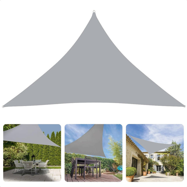 Cheqo® Schaduwdoek 3x3x3m - Driehoek - Grijs - Hoogwaardig Zonnedoek voor Tuin, Terras en Speeltuin - UPF 50+ UV Bescherming - Inclusief 3x2.30m Touw - Polyester 100% - Zware Kwaliteit 160g/m2 - Draagtas Inbegrepen Schaduwdoek