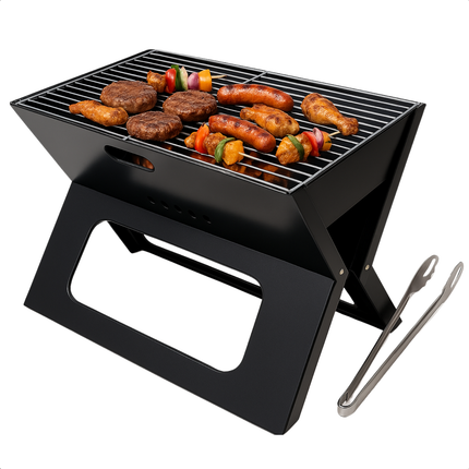 Cheqo® Opvouwbare Barbecue - Draagbare Houtskool BBQ - Portable BBQ - Draagbaar en Inklapbaar - Voor Camping en Strand - Camping BBQ - Houtskool