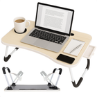 Cheqo® Opklapbare Laptoptafel - Ontbijt op Bed Tafel - Bedtafel met Tablethouder - Bank Tafeltje - Banktafel - Ontbijttafeltje - Bruin