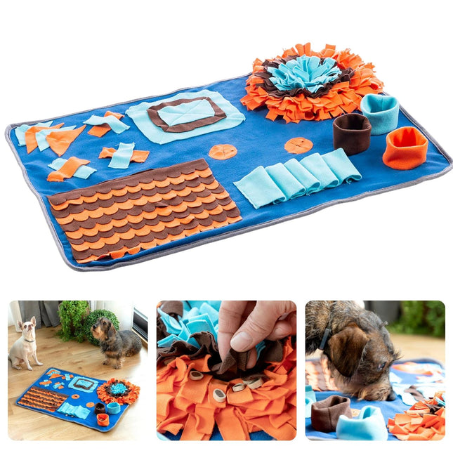 Cheqo® Interactieve Snuffelmat Voor Honden - Speelmat met Spellen - 75 x 50 cm - Stimuleert Intelligentie en Vaardigheden - Anti-Slip - Honden Speelgoed - Speelgoed Voor Hond en Kat - Hondenpuzzel - Wasbaar - Likmat - Hondenspeeltjes - Puppyspeelgoed Snuffelmatten