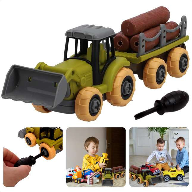 Cheqo® Speelgoed Tractor Met Aanhanger - Speelgoedtractor - Tractor met Aanhangwagen - Kunststof