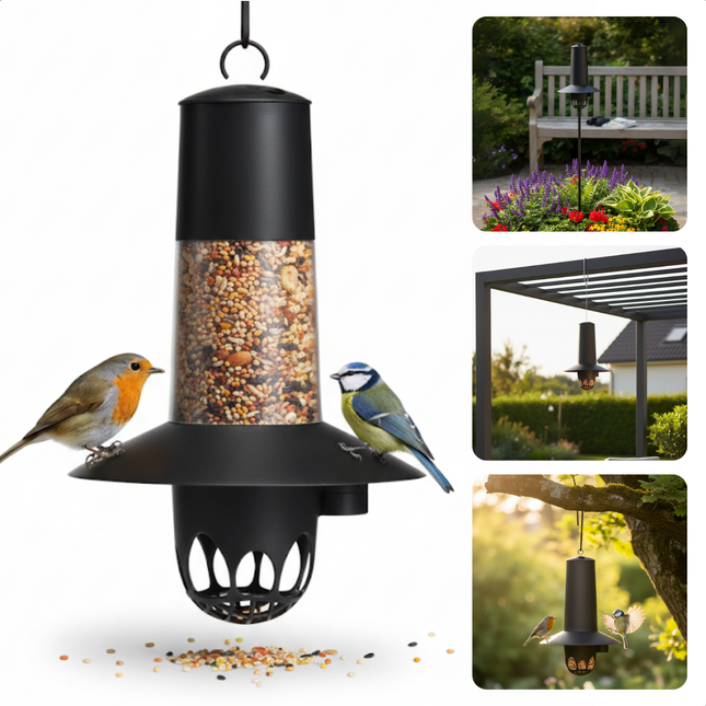 Cheqo® Vogel Vetbollen Voederautomaat - Voederautomaat - Vogelvoer Automaat - Vetbollen Houder - Tuinvogel Voederautomaat - Mezenbollen Automaat - Voederautomaat Voor Buitenvogels - Vetbollen Dispenser - Vogelvoer Houder