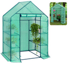 Cheqo Walk-In Kweekkas with plastic cover, spacious design, and plants inside, ideal for garden use with zipper closure.