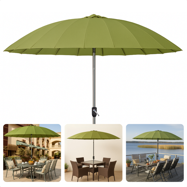 Cheqo® Shanghai Parasol - 270 cm Groen - Aluminium & Polyester - Stokparasol