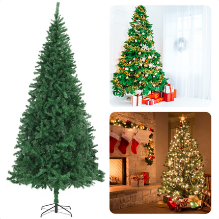 Cheqo® Kunstkerstboom PVC - Kunst Kerstboom - 300 cm - Levensecht PVC - Grote Binnenboom met Stalen Standaard