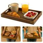 Cheqo® Houten Dienblad - Ontbijt op Bed - Paulowniahout Dienblad - Duurzaam Hout - Lichtgewicht Dienblad - Rechthoekig Dienblad - Dienblad Met Handgrepen - Serveerblad Hout - Duurzaam Materiaal - Vergelijkbaar Met Eiken