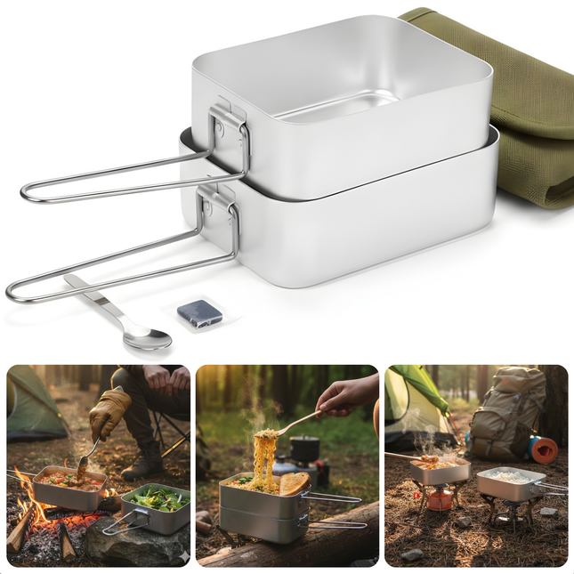 Cheqo® Camping Pannenset - Campingpannenset - Camping Pannensetje - Campingpannen Set - Campingpannetjes - Camping Kookset - Camping Kookgerei Set - Kookset Camping - Pannenset Kamperen - Pannenset Outdoor