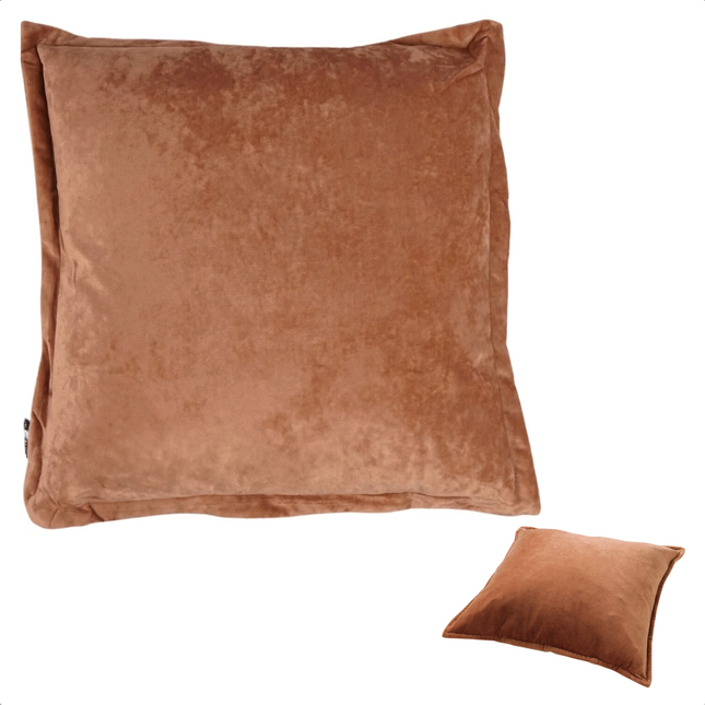 Cheqo® Luxe Katoenen Kussen - Sierkussen Bruin - 45x45 - Zandsteen - Wasbare Hoes met Rits