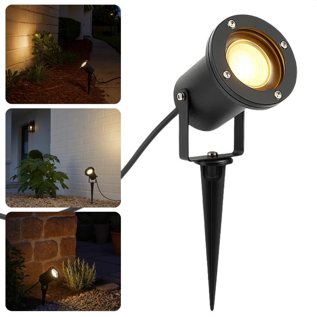 Cheqo® LED Prikspot - Spikespot - Warm Wit - Zwart Metaal - Buitenverlichting - Tuinspot - Energiezuinig - Padverlichting - Tuinverlichting - Tuinlamp - Priklamp - Tuin Spot - Tuinverlichting