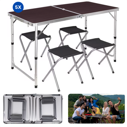 Cheqo® Inklapbare Campingtafel Set - Klaptafel - Inklapbare Tuintafel - Vouwtafel - Camping Tafel - Lichtgewicht Aluminium - Ideaal voor Kamperen